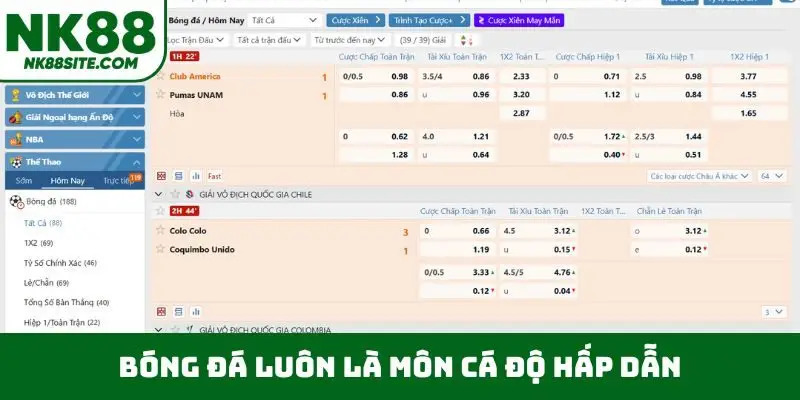 Bóng đá luôn là môn cá độ hấp dẫn
